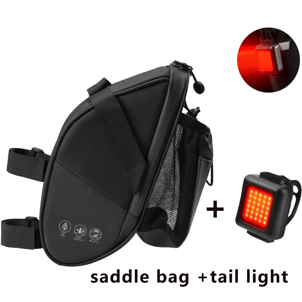 OFFBONDAGE Bike Seat Bag with Water Bottle Holder Bag Waterproof Reflective 2L Bicycle Saddle Bag Storage mtb Bike Tail Bag