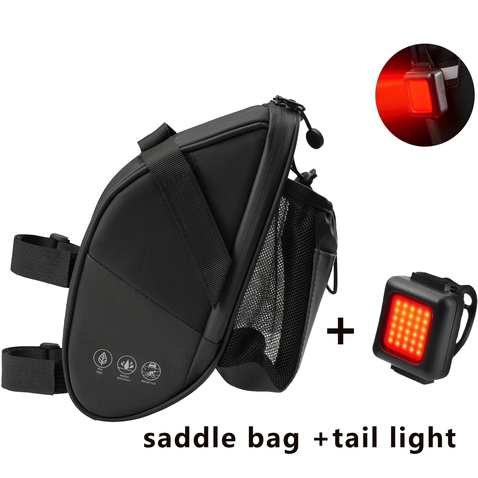 OFFBONDAGE Bike Seat Bag with Water Bottle Holder Bag Waterproof Reflective 2L Bicycle Saddle Bag Storage mtb Bike Tail Bag