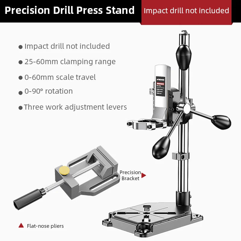 Portable Universal Drill Press Stand Adjustable Drill Holder Bracket Convert Electric Hand Drill to Bench Drill for DIY Work