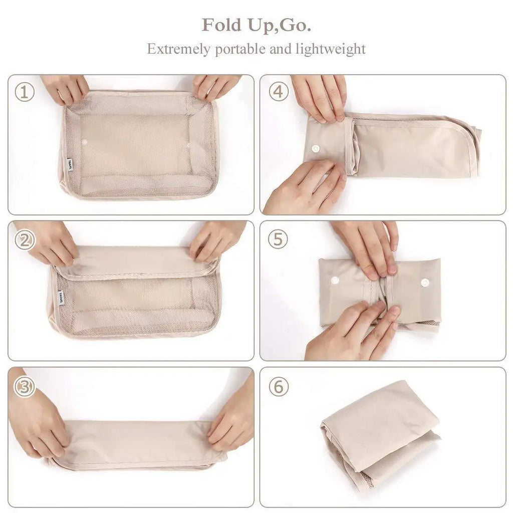 7Pcs Organizador de viaje plegable, bolsas de almacenamiento, armario, cubo, maleta, juego de embalaje, almacenamiento, equipaje, ropa, caja de zapatos
