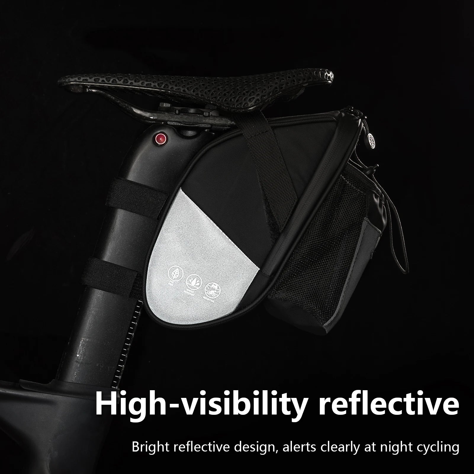 OFFBONDAGE Bike Seat Bag with Water Bottle Holder Bag Waterproof Reflective 2L Bicycle Saddle Bag Storage mtb Bike Tail Bag