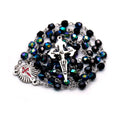 Santiago Rosary Necklace Long Metal Shell Cross Pendant Crystal Beads For Men Women