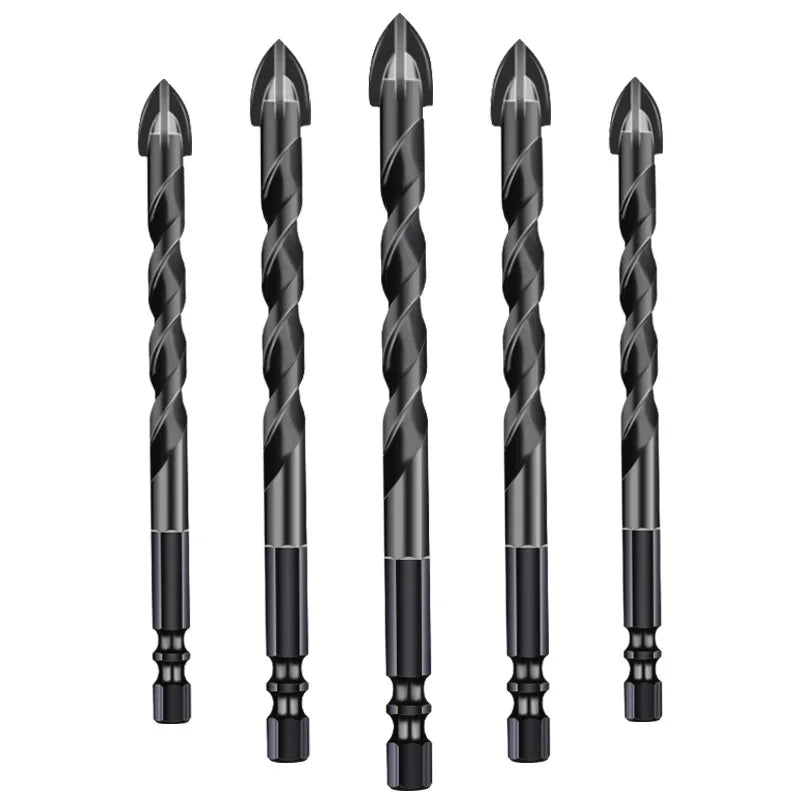 3-12mm Cross Hex Tile Drill Bits Set High Hardness Hard Alloy Triangle Bit Fast Drilling for Glass Ceramic Concrete Brick Metal