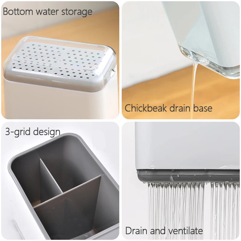 1pc Double Layer Detachable Chopsticks Cage Multifunctional Spoon Fork Storage Holder Cutlery Organizer Kitchen Accessories