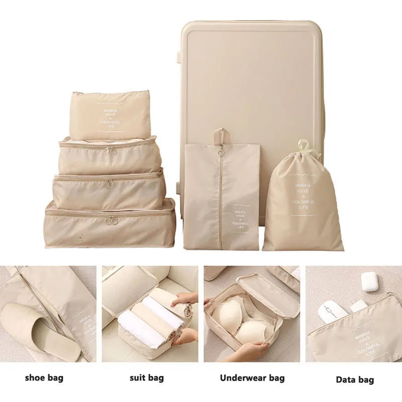 Bolsas de almacenamiento para viajes, ropa, artículos de tocador digitales, zapatos, organizadores, dormitorios de estudiantes, bolsas de clasificación de ropa, cubos de embalaje.