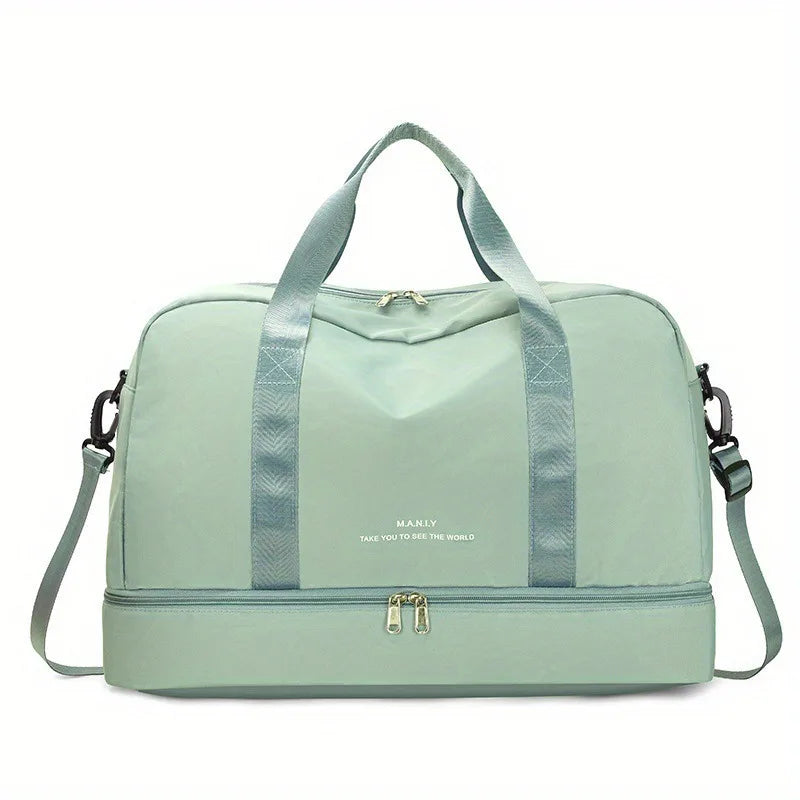 Bolsos de viaje de moda para mujer, bolso deportivo de gran capacidad para hombre, bolso de fin de semana impermeable, bolso de mensajero para mujer, seco y húmedo.