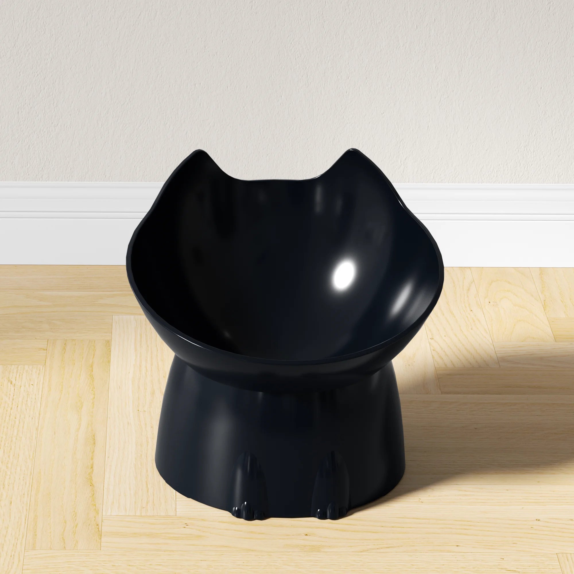1pc Comedero elevado para gatos, de plástico antivuelco, con borde inclinado y protección para el cuello.