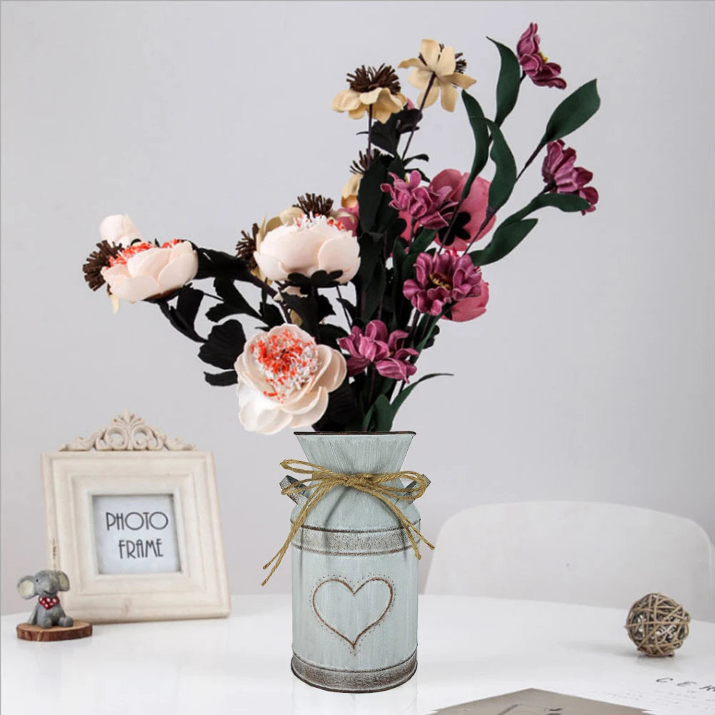 Vintage Tin Bucket Home Wedding Artificial Flowers Bucket Retro Metal Jug for Home Office Party Decoration Vintage Jug Can Craft