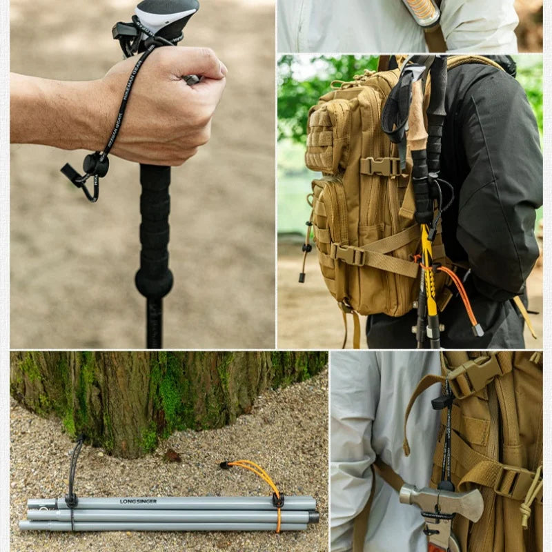 HIKEMAN 4pcs Elastic Ropes Fixed Buckle Outdoor Trekking Hiking Camping Backpack Rope Adjustable Strap Retention Buckle Tools