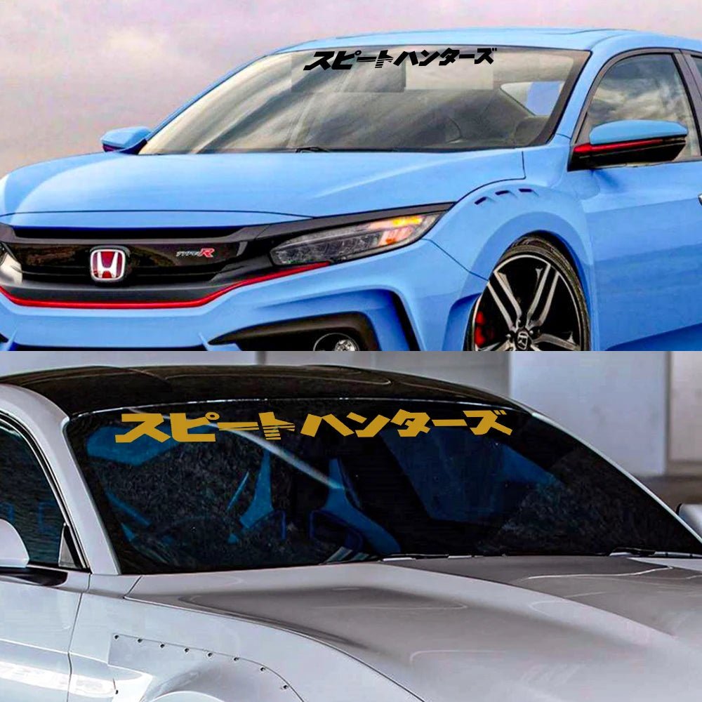 Pegatinas de PVC para parabrisas de coche, estilo japonés, para ventana, puerta, capó, vinilo, accesorios de tuneado externo