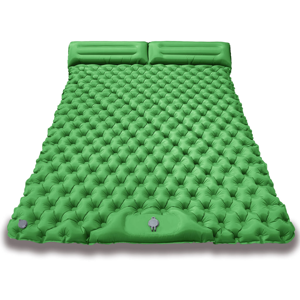 Quick Inflation Dot Pattern Double Mat, Foot-Operated Connectable for Multi-Person, Lightweight Easy Storage Outdoor Pad