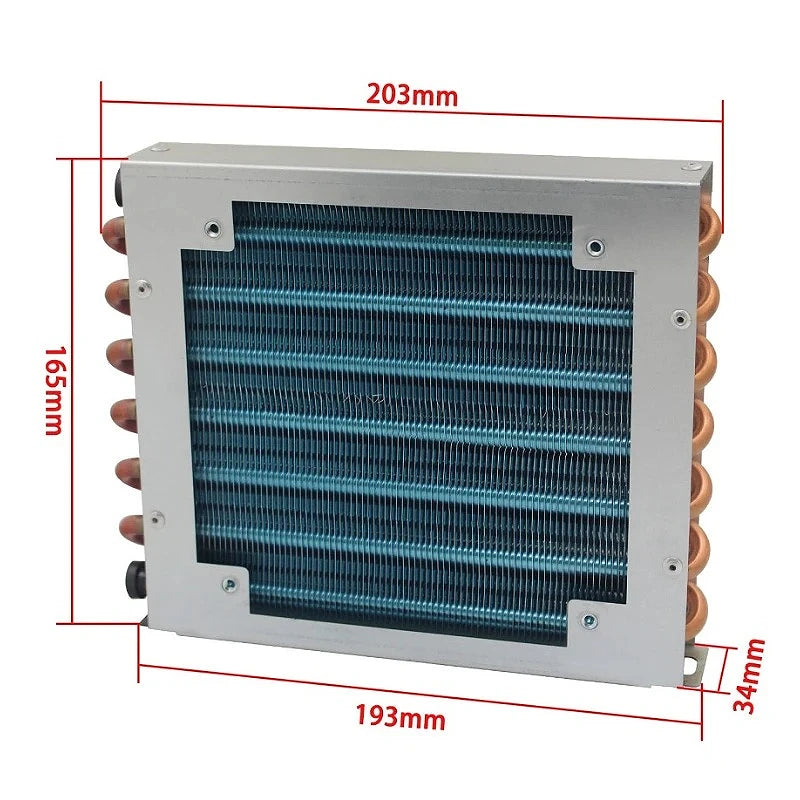 1PCS Condenser Radiator Refrigerator Freezer Air-cooled Water-cooled Aluminum 7mm Fin and Copper Tube Heat Exchanger Small Shell