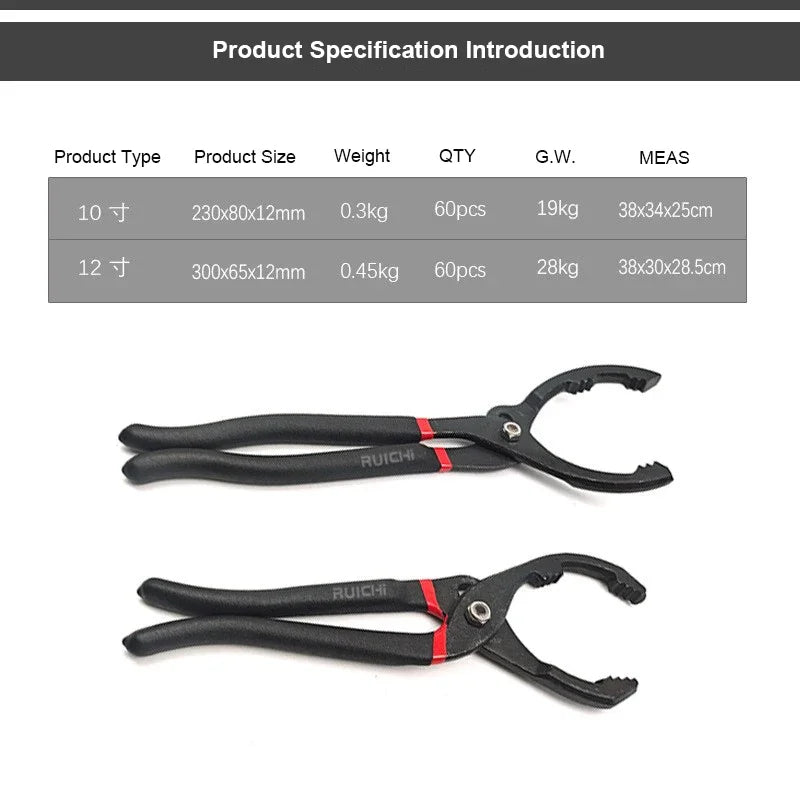 Llave ajustable para filtro de aceite de coche, herramienta manual de reparación y mantenimiento de 10/12 pulgadas para filtros de motor y conductos.