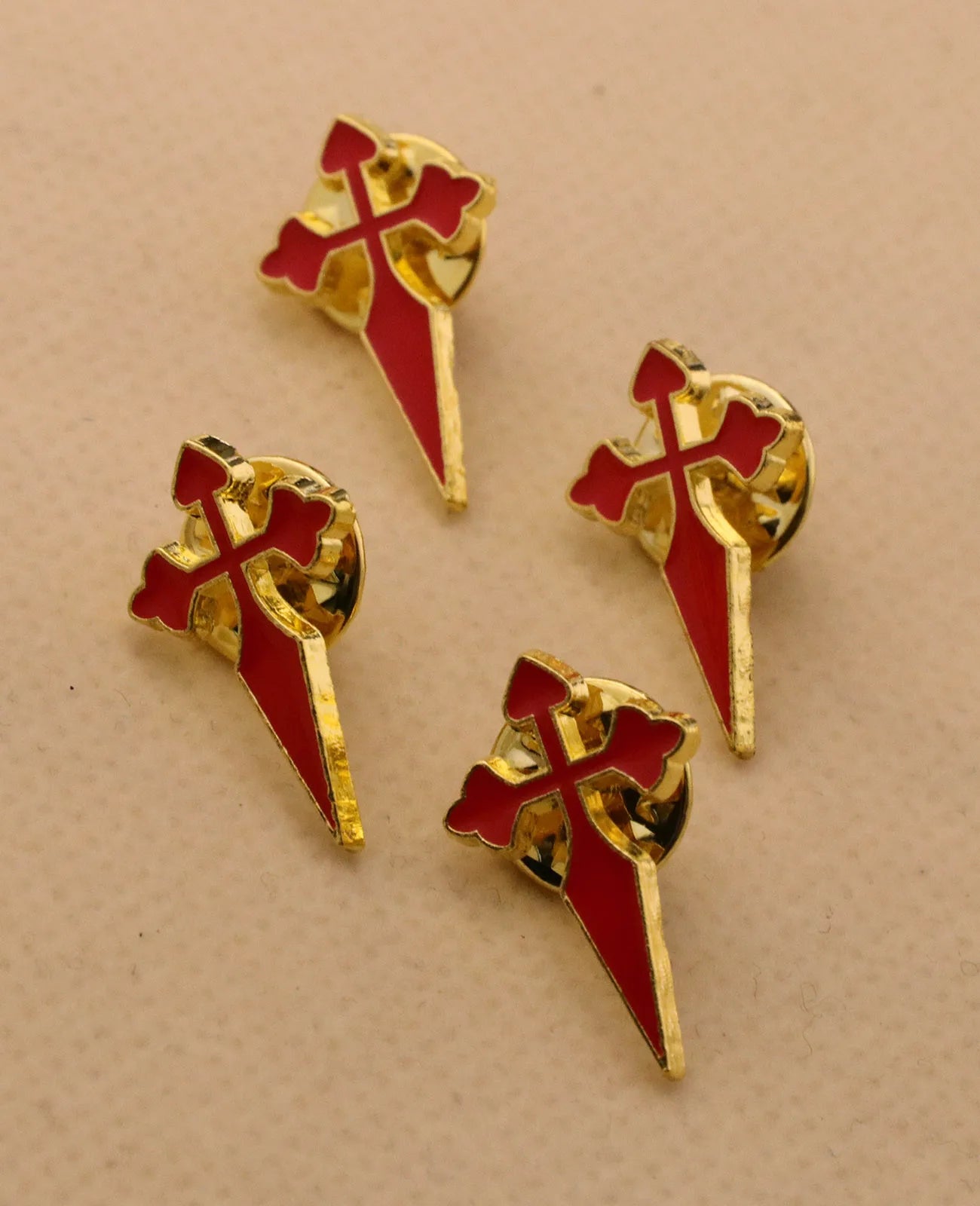 10Pcs Catholic Saint James Crusader Santiago Cross Brooches Enamel Red Cross Badges Lapel Pin for Clothes Jewelry Accessories