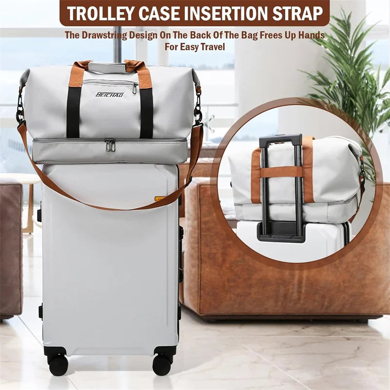 Bolsos de viaje de moda para mujer, bolso deportivo de gran capacidad para hombre, bolso de fin de semana impermeable, bolso de mensajero para mujer, seco y húmedo.