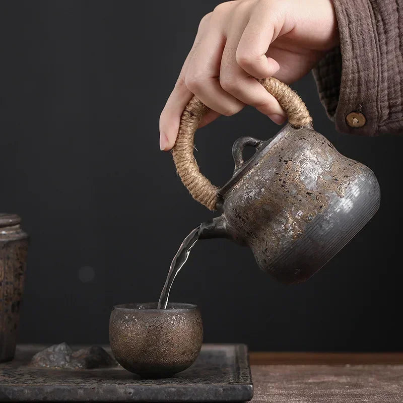 Japanese Ceramic Tea Cup - Vintage Rustic Stoneware, Handmade Single Cup, Zen Home & Tea Ceremony Use, Unique Design