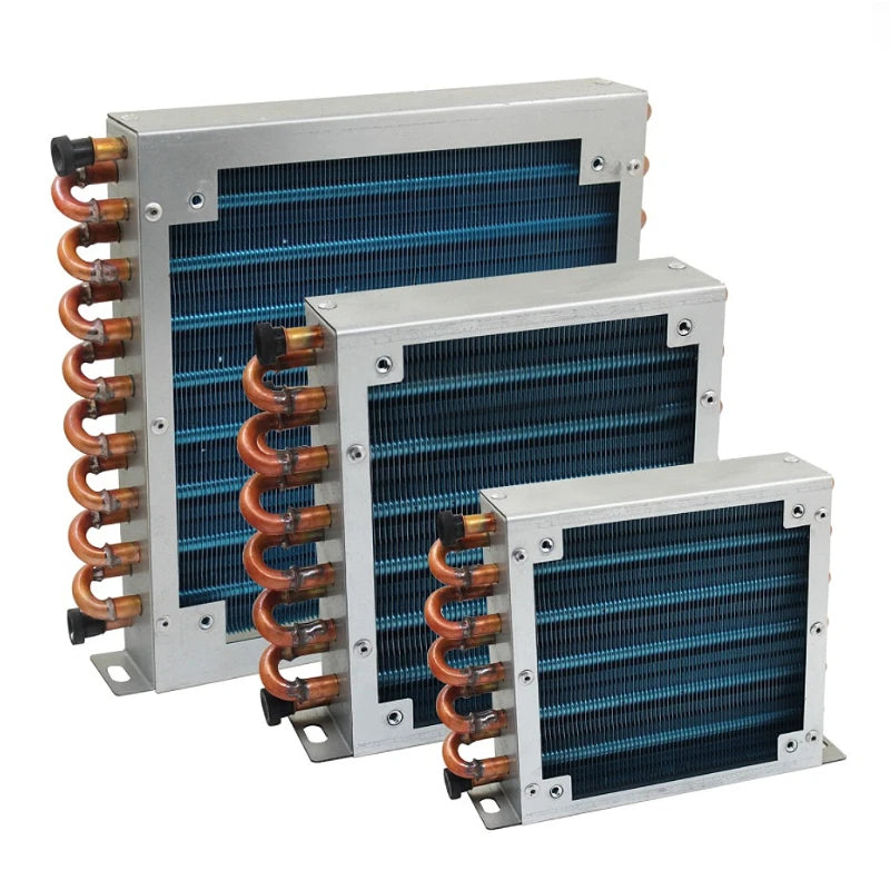 1PCS Condenser Radiator Refrigerator Freezer Air-cooled Water-cooled Aluminum 7mm Fin and Copper Tube Heat Exchanger Small Shell