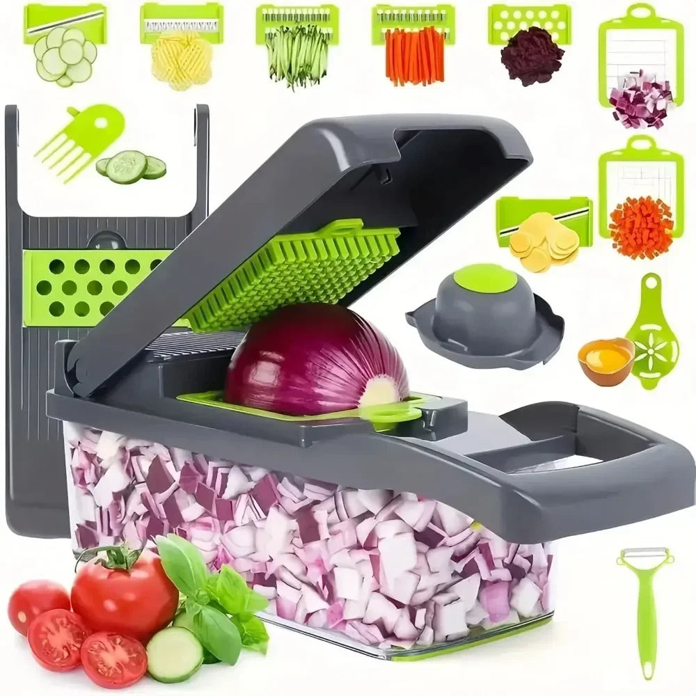 Multifunctional Vegetable Chopper 14/16 in 1 Food Slicer Dicer Grater with Handle, Kitchen Vegetable Cutter Tools Set