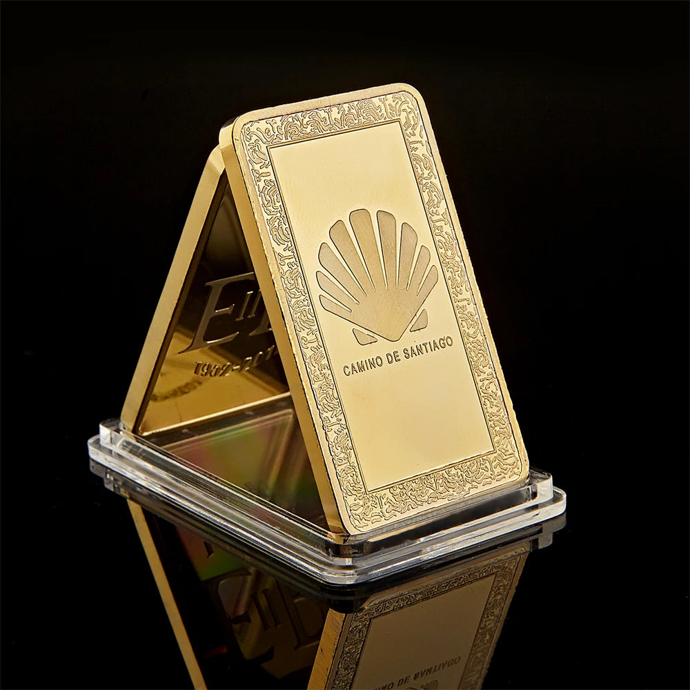 Collectible Spain Camino De Santiago Cathedral Christian Replica Bullion Gold Bar Souvenir Coins