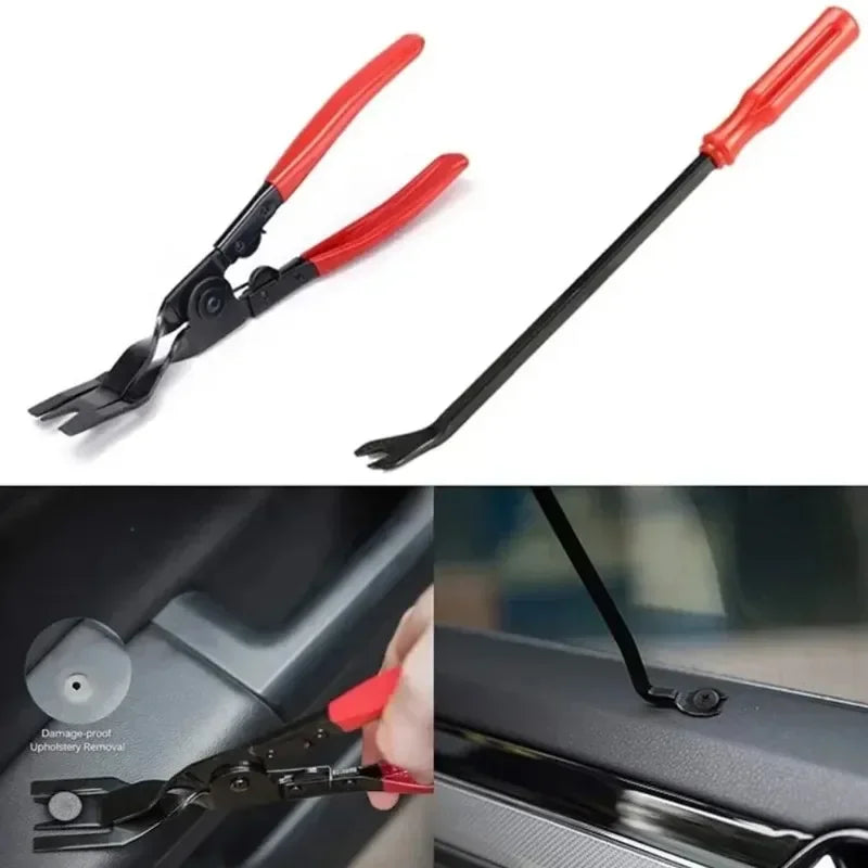 Extractor de clavos para puertas de automóviles, juego de destornilladores de mordaza, alicates de clip, herramientas para quitar el interior del tablero de instrumentos, instalación de faros de automóvil