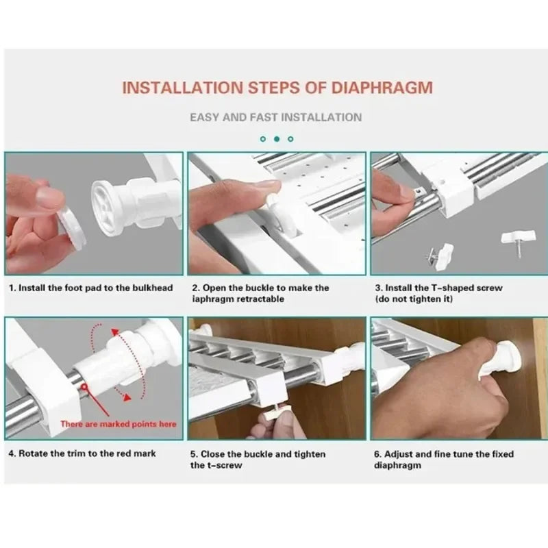 Estante extensible para armario, estante de almacenamiento ajustable, divisor de armario para bricolaje, organizador de almacenamiento con barra de tensión para herramientas.